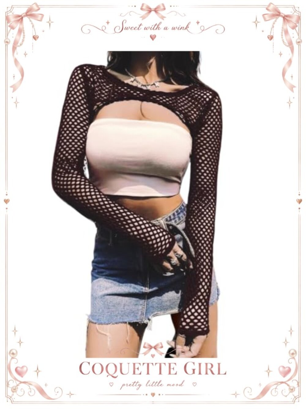 Fishnet Shrug Long Sleeve Mesh Crop Top Bolero Cover Up